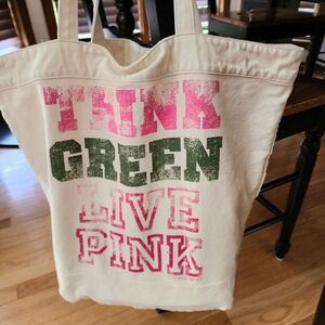 PINK Victoria's Secret Think Green Live 19"x15x3" Tote Bag